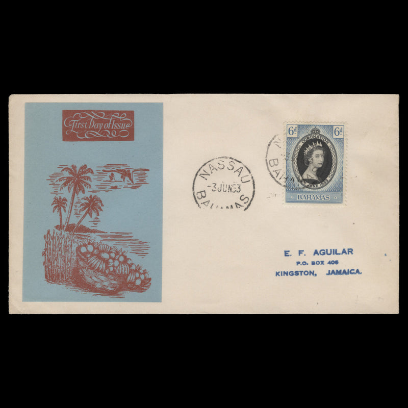 Bahamas 1953 (FDC) 6d Coronation, NASSAU