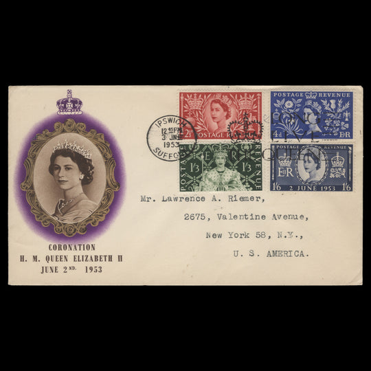 Great Britain 1953 Coronation first day cover, IPSWICH