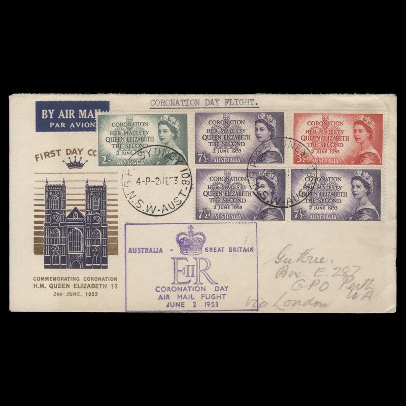 Australia 1953 Coronation day flight cover, SYDNEY