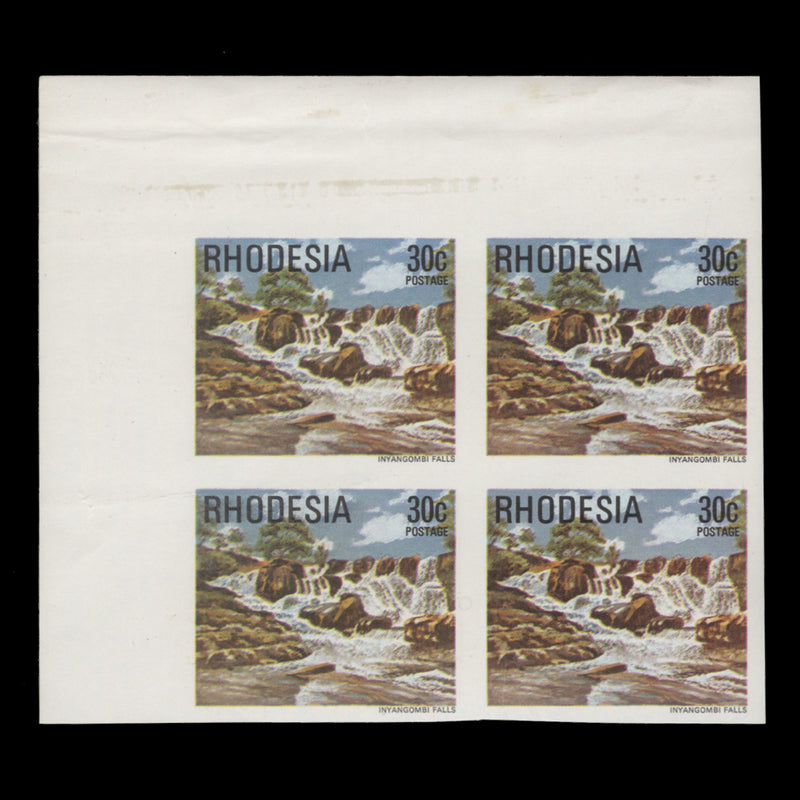 Rhodesia 1978 (Error) 30c Inyangombe Falls imperf block