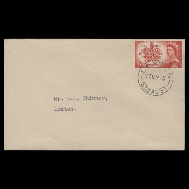 Australia 1953 (FDC) 3½d Coronation, LOXTON