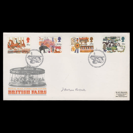 Great Britain 1983 British Fairs first day cover signed by Andrew Restall