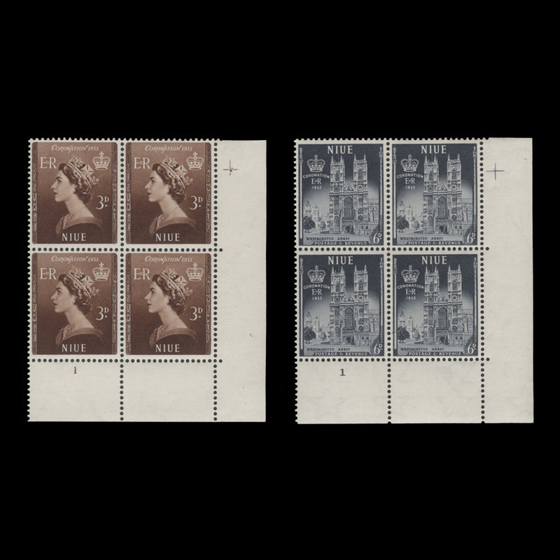 Niue 1953 (MLH) Coronation plate 1 blocks