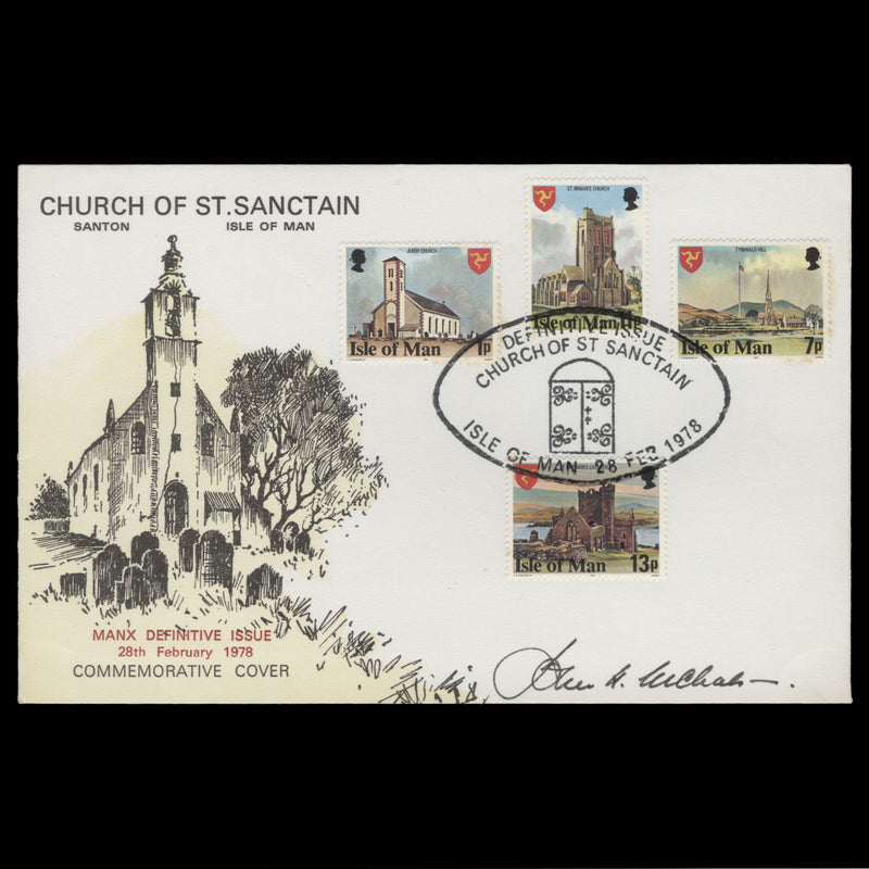 Isle of Man 1978 Landmarks Definitives first day cover signed by designer