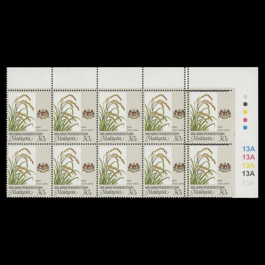 Federal Territory 1999 (Variety) 30c Rice plate 13A block imperf to margin