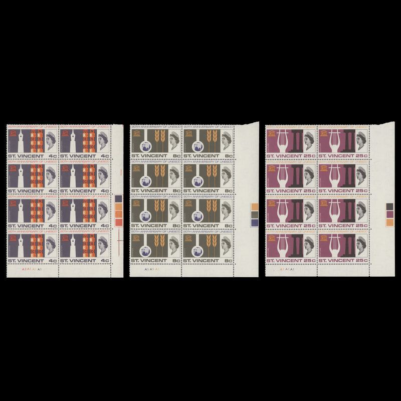 Saint Vincent 1966 (MNH) UNESCO Anniversary plate blocks