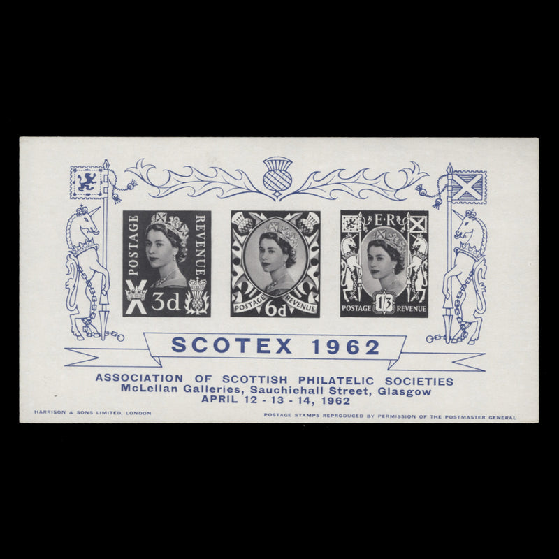 Great Britain 1962 Scotex, Glasgow souvenir sheetlet
