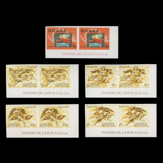 Ghana 1975 (Variety) Christmas imperf imprint pairs