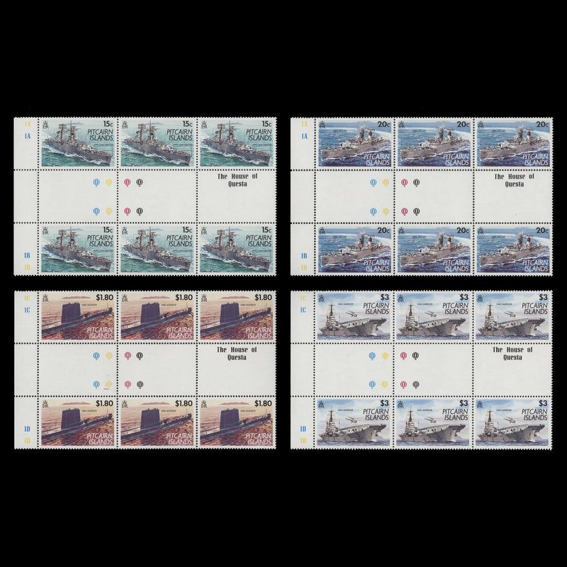 Pitcairn Islands 1993 (MNH) Royal Navy Vessels gutter traffic light blocks