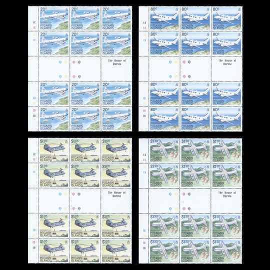 Pitcairn Islands 1989 (MNH) Aircraft gutter traffic light/plate blocks