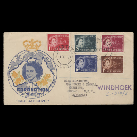 South West Africa 1953 (FDC) Coronation, WINDHOEK