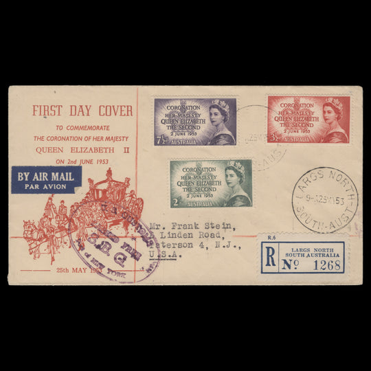 Australia 1953 Coronation first day cover, LARGS NORTH