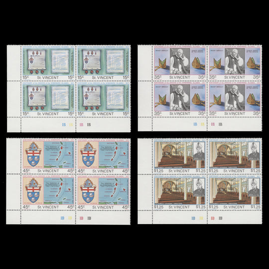 Saint Vincent 1977 (MNH) Windward Islands Diocese Centenary plate blocks