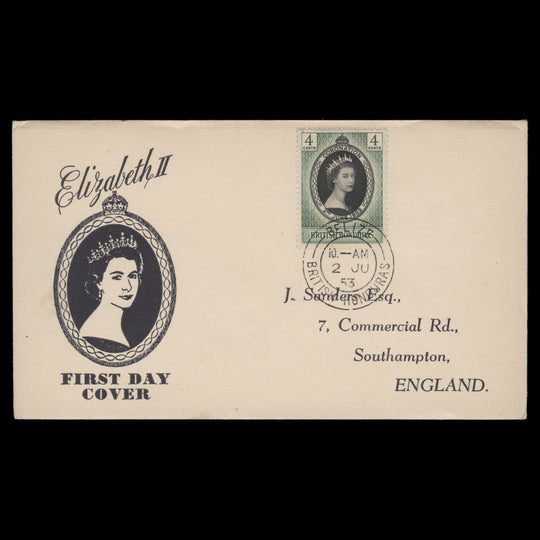 British Honduras 1953 (FDC) 4c Coronation, BELIZE