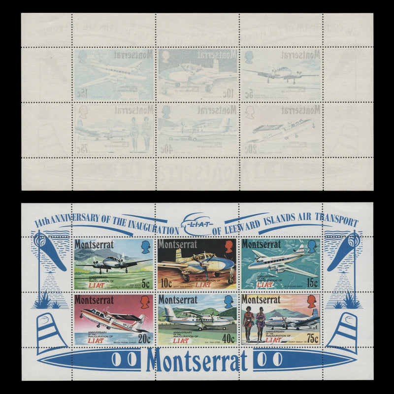 Montserrat 1971 (Variety) LIAT Anniversary miniature sheet with offset
