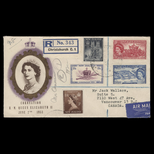 New Zealand 1953 Coronation first day cover, CHRISTCHURCH