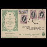 Malaya 1953 Coronation singles first day cover, SINGAPORE