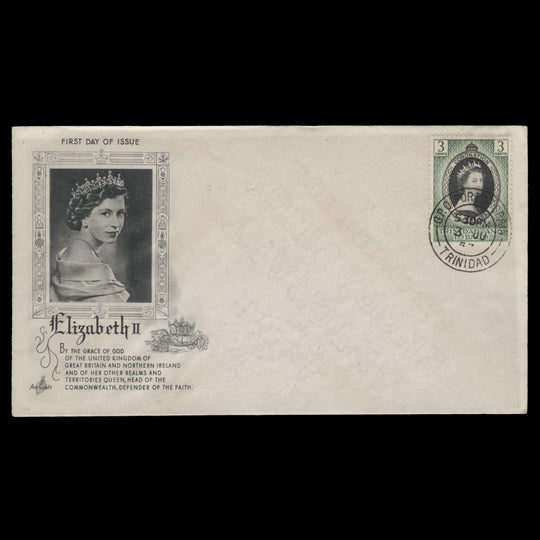 Trinidad & Tobago 1953 (FDC) 3c Coronation, PORT OF SPAIN