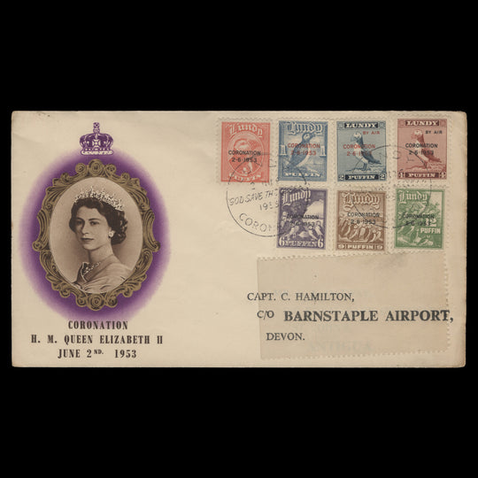 Lundy Island 1953 Coronation first day cover