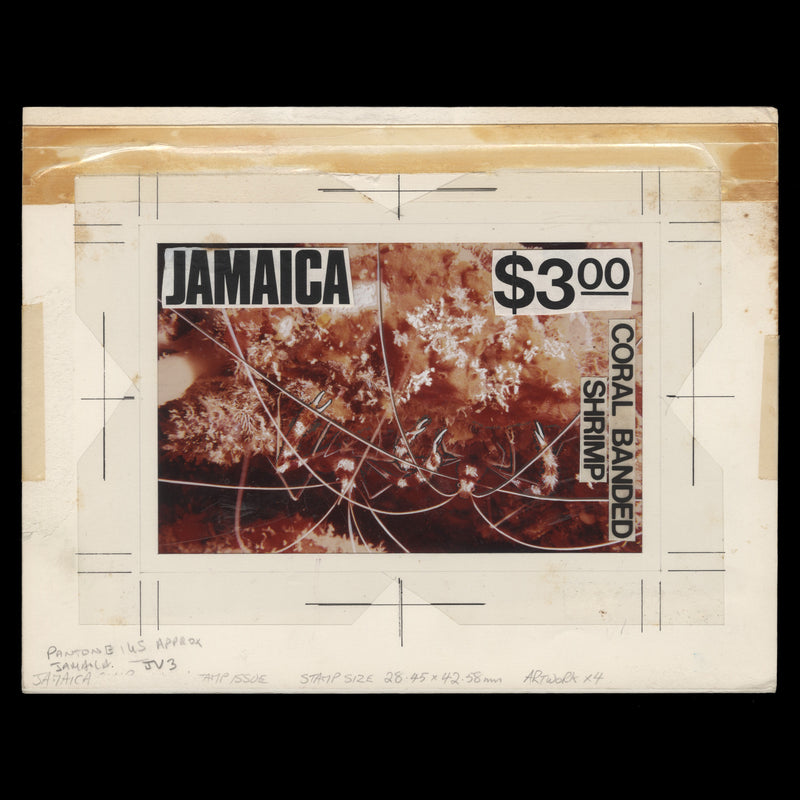 Jamaica 1982 Coral Banded Shrimp original artwork by Joseph Mahfood