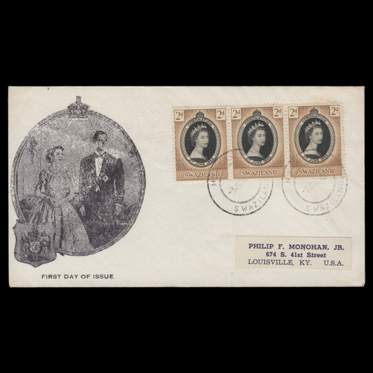 Swaziland 1953 (FDC) 2d Coronation strip, MBABANE