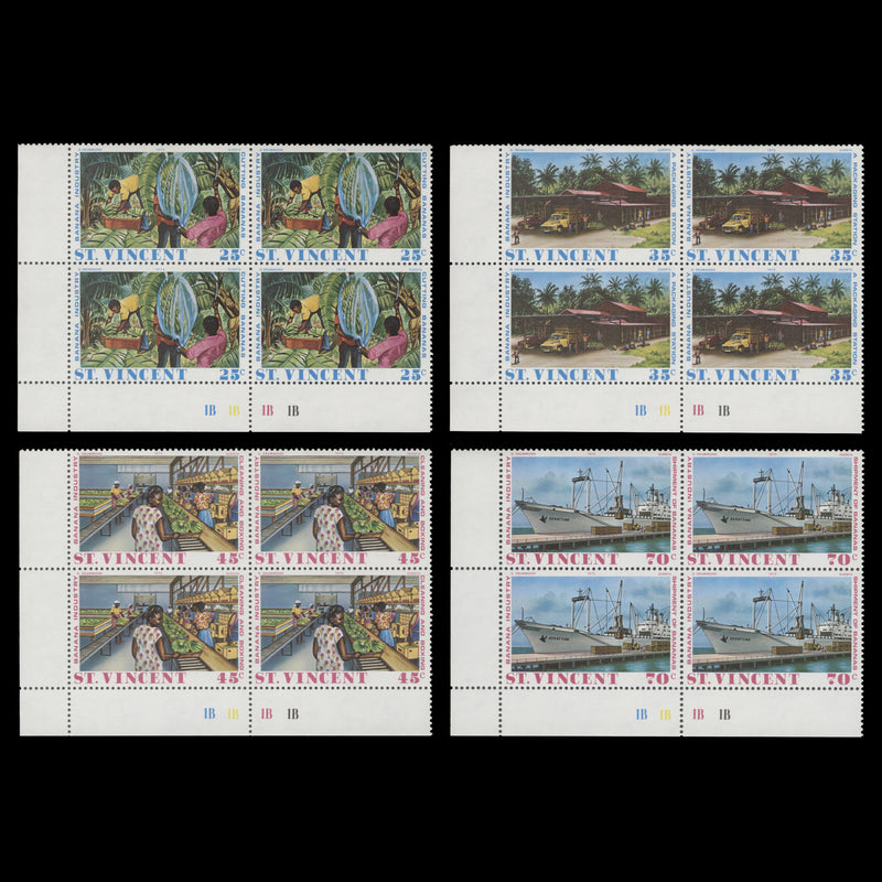 Saint Vincent 1975 (MNH) Banana Industry plate blocks