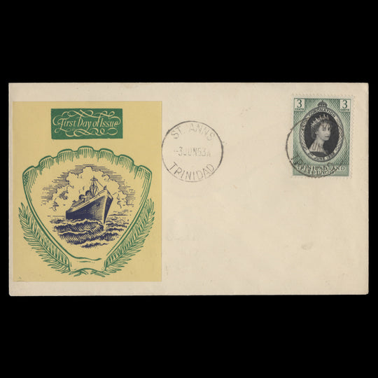 Trinidad & Tobago 1953 (FDC) 3c Coronation, ST ANNS