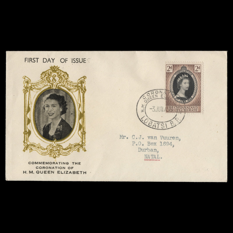 Bechuanaland 1953 (FDC) 2d Coronation, LOBATSI