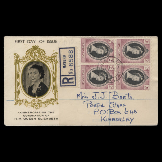 Basutoland 1953 (FDC) 2d Coronation block, MASERU