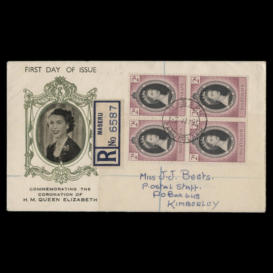 Basutoland 1953 (FDC) 2d Coronation block, MASERU