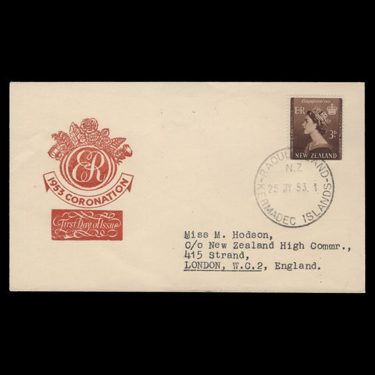 New Zealand 1953 (FDC) 3d Coronation, RAOUL ISLAND