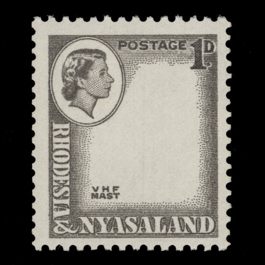 Rhodesia & Nyasaland 1959 (Variety) 1d VHF Mast missing carmine-red