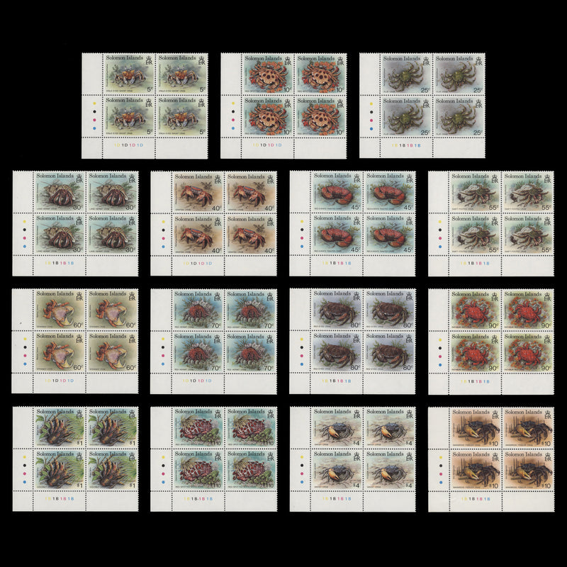 Solomon Islands 1993 (MNH) Crabs definitives traffic light/plate blocks