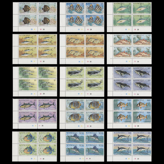 Saint Vincent 1976 (MNH) Marine Life Definitives plate blocks