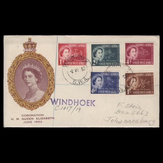 South West Africa 1953 (FDC) Coronation, WINDHOEK