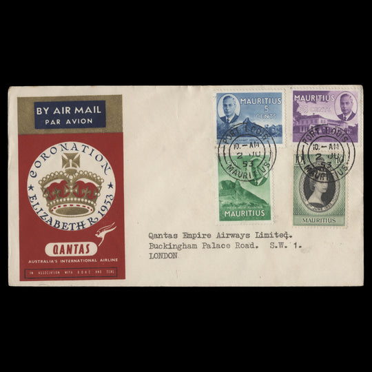 Mauritius 1953 (FDC) 10c Coronation, PORT LOUIS
