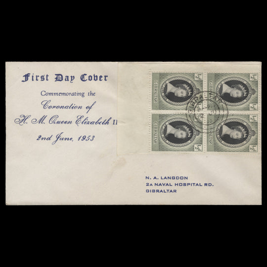 Gibraltar 1953 (FDC) ½d Coronation block