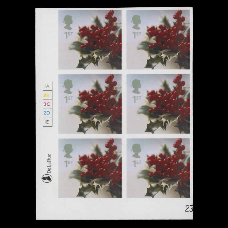 Great Britain 2002 (Variety) 1st Christmas imperf cylinder block
