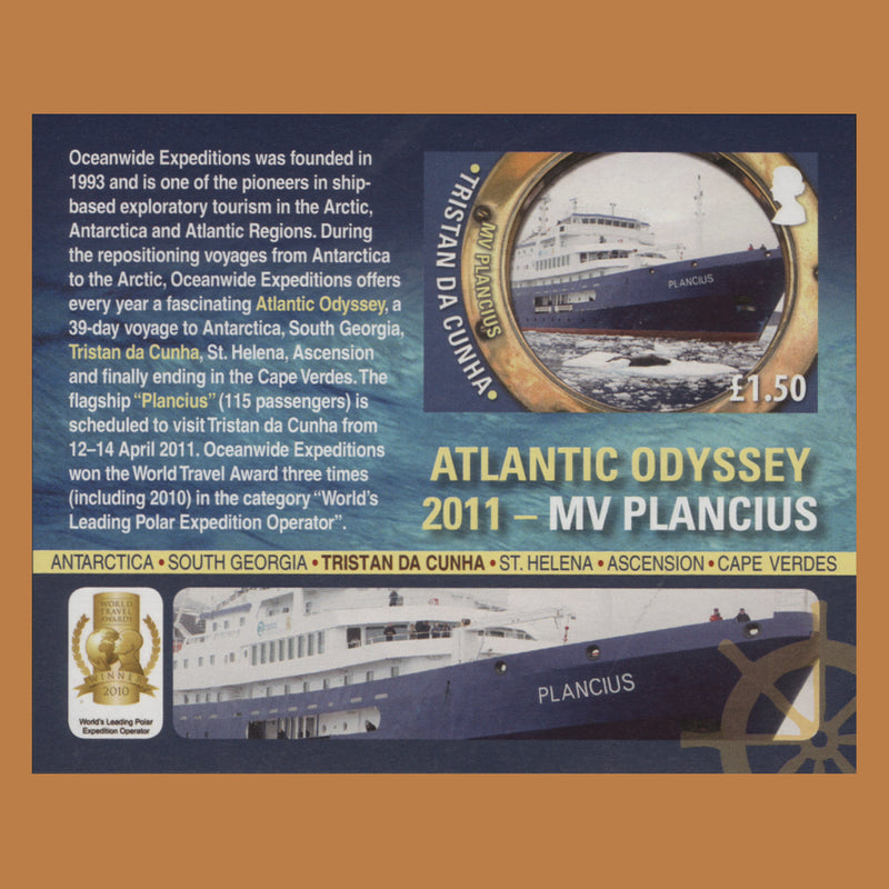 Tristan da Cunha 2011 (Variety) £1.50 MV Plancius imperf miniature sheet