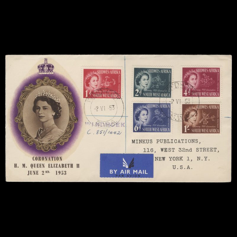 South West Africa 1953 (FDC) Coronation, WINDHOEK