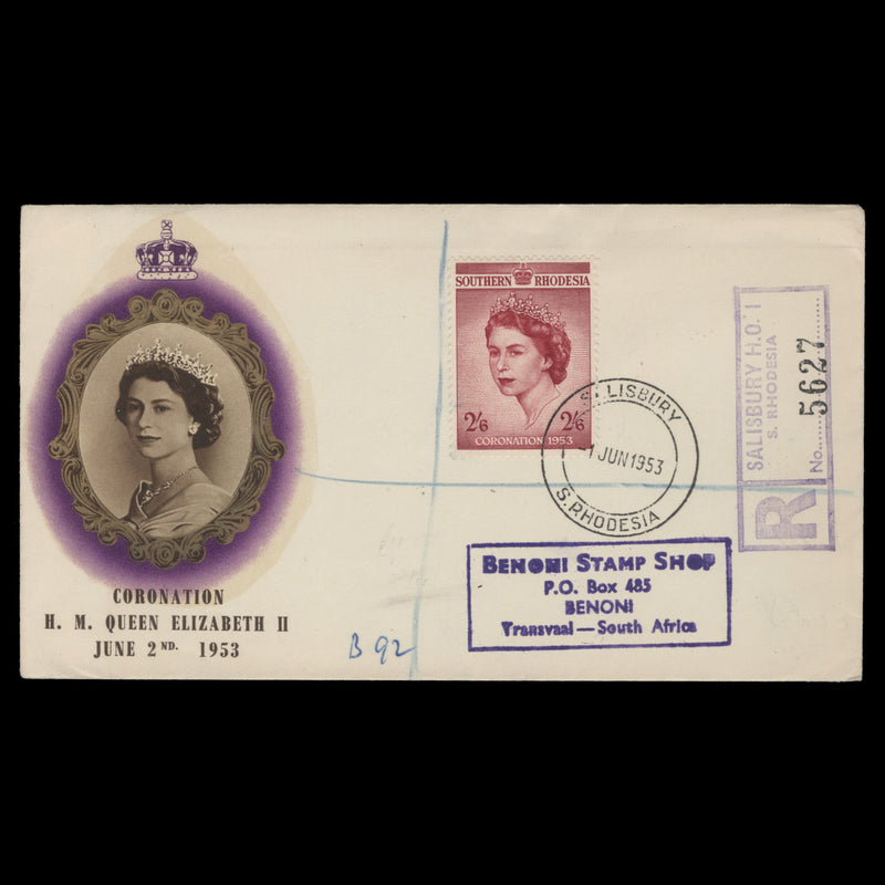 Southern Rhodesia 1953 (FDC) 2s6d Coronation, SALISBURY