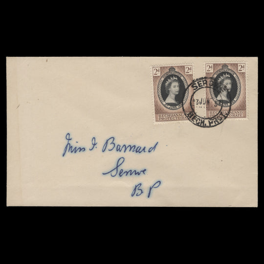 Bechuanaland 1953 (FDC) 2d Coronation singles, SEROWE
