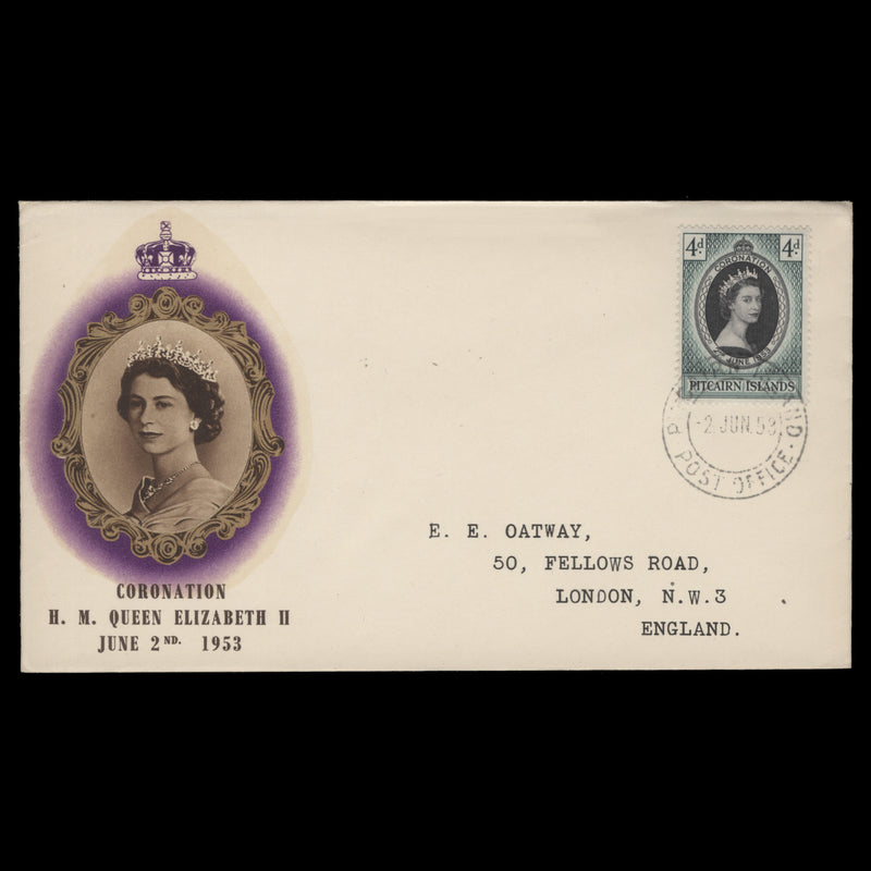 Pitcairn Islands 1953 (FDC) 4d Coronation