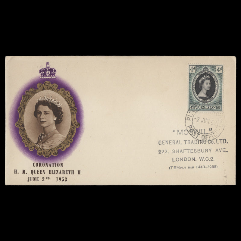 Pitcairn Islands 1953 (FDC) 4d Coronation