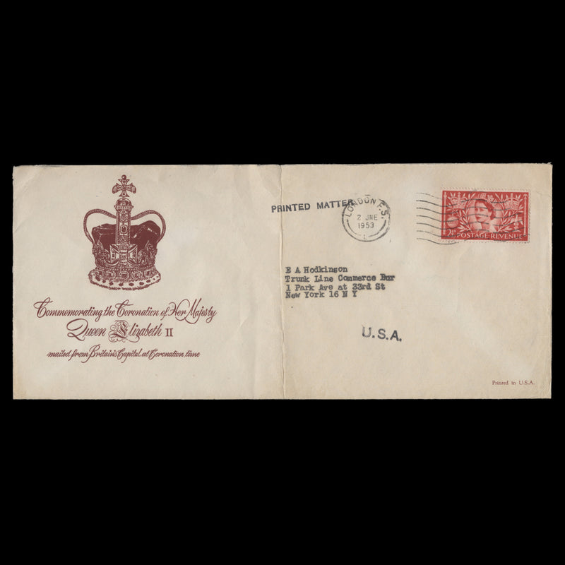 Great Britain 1953 Coronation pre-release cover, LONDON FS