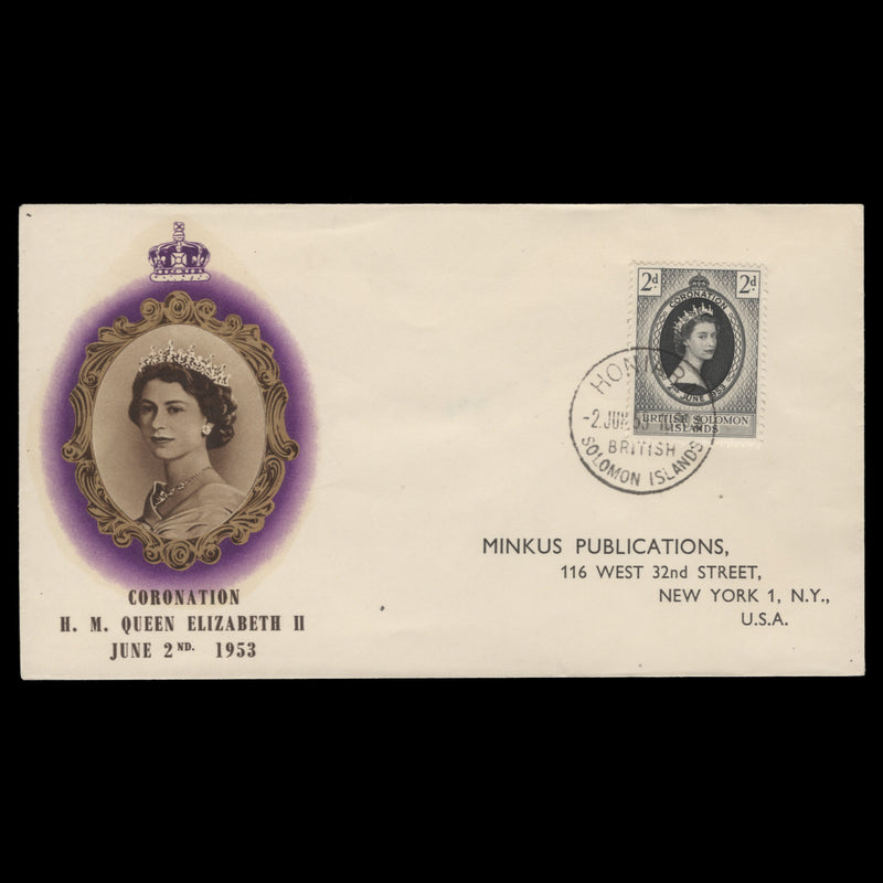 Solomon Islands 1953 (FDC) 2d Coronation, HONIARA