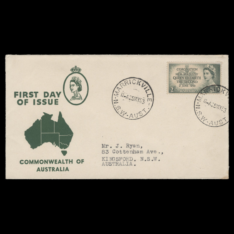Australia 1953 (FDC) 2s Coronation, MARRICKVILLE