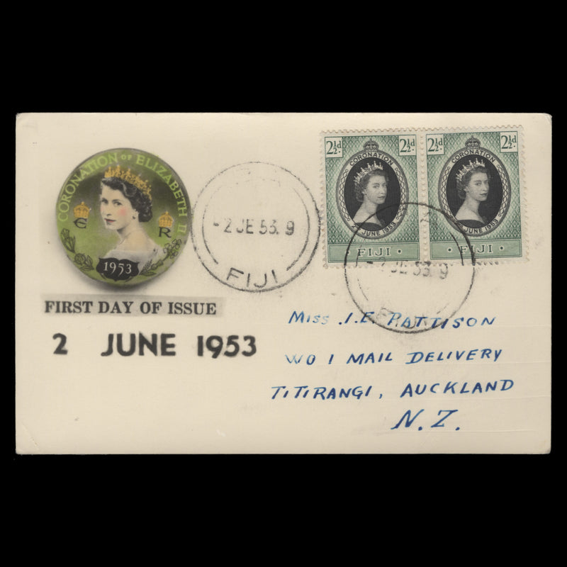 Fiji 1953 (FDC) 2½d Coronation pair, BA