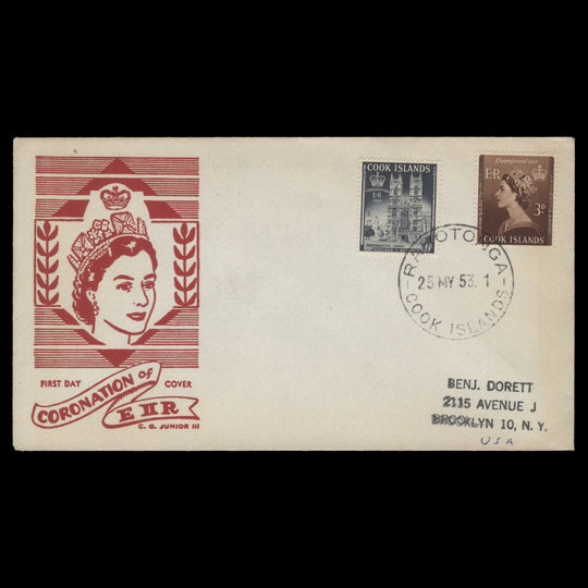 Cook Islands 1953 Coronation first day cover, RAROTONGA