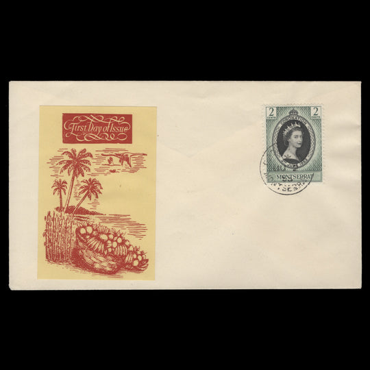 Montserrat 1953 (FDC) 2c Coronation, PLYMOUTH